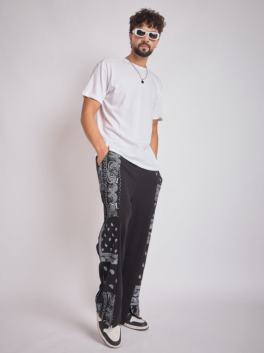 Black Paisley Panel Trackpants Trackpants Fugazee