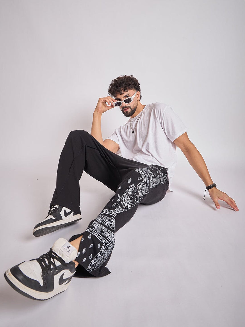 Black Paisley Panel Trackpants Trackpants Fugazee