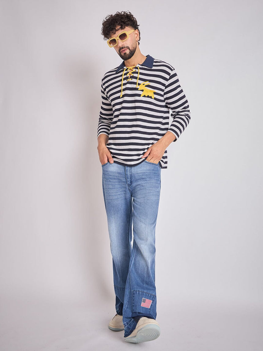 Sailor Stripes Longsleeve Polo Tshirt T-Shirts Fugazee