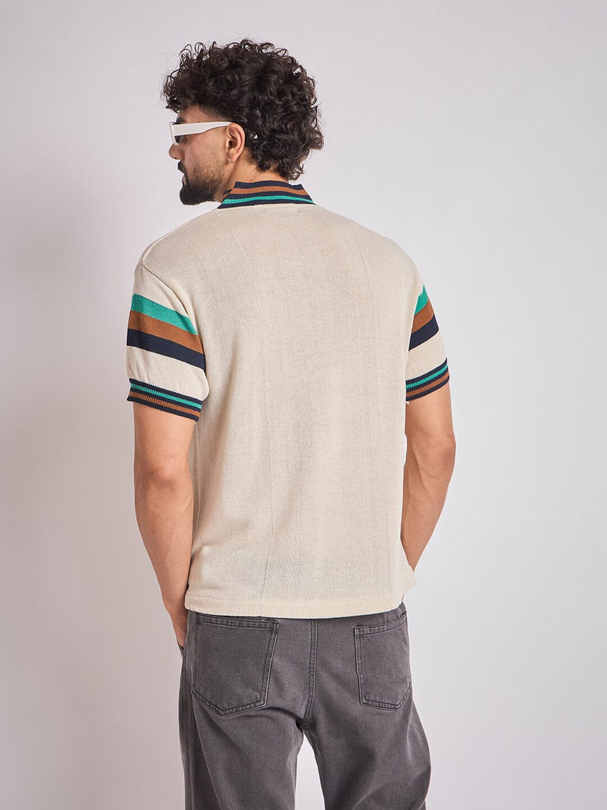 Cream Vintage Sports Knitted Jersey T-Shirts Fugazee