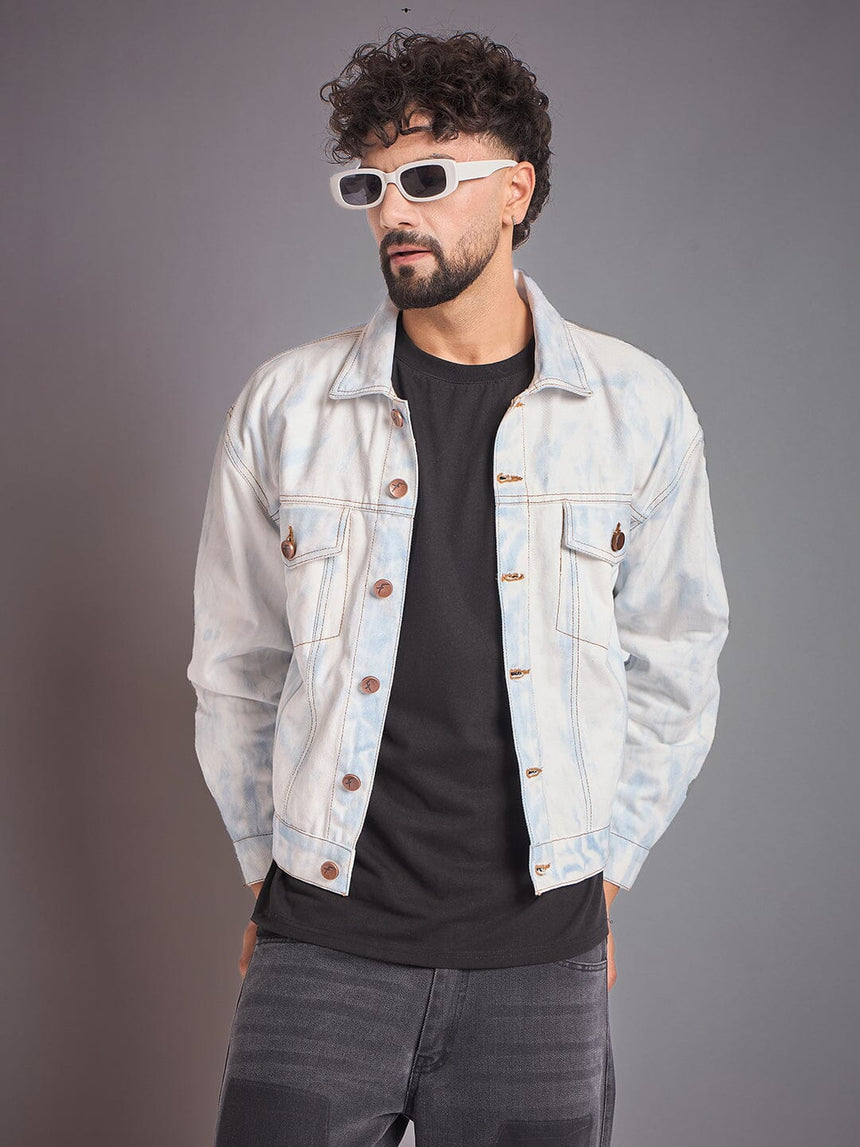 White Vintage Wash Denim Jacket Jackets Fugazee