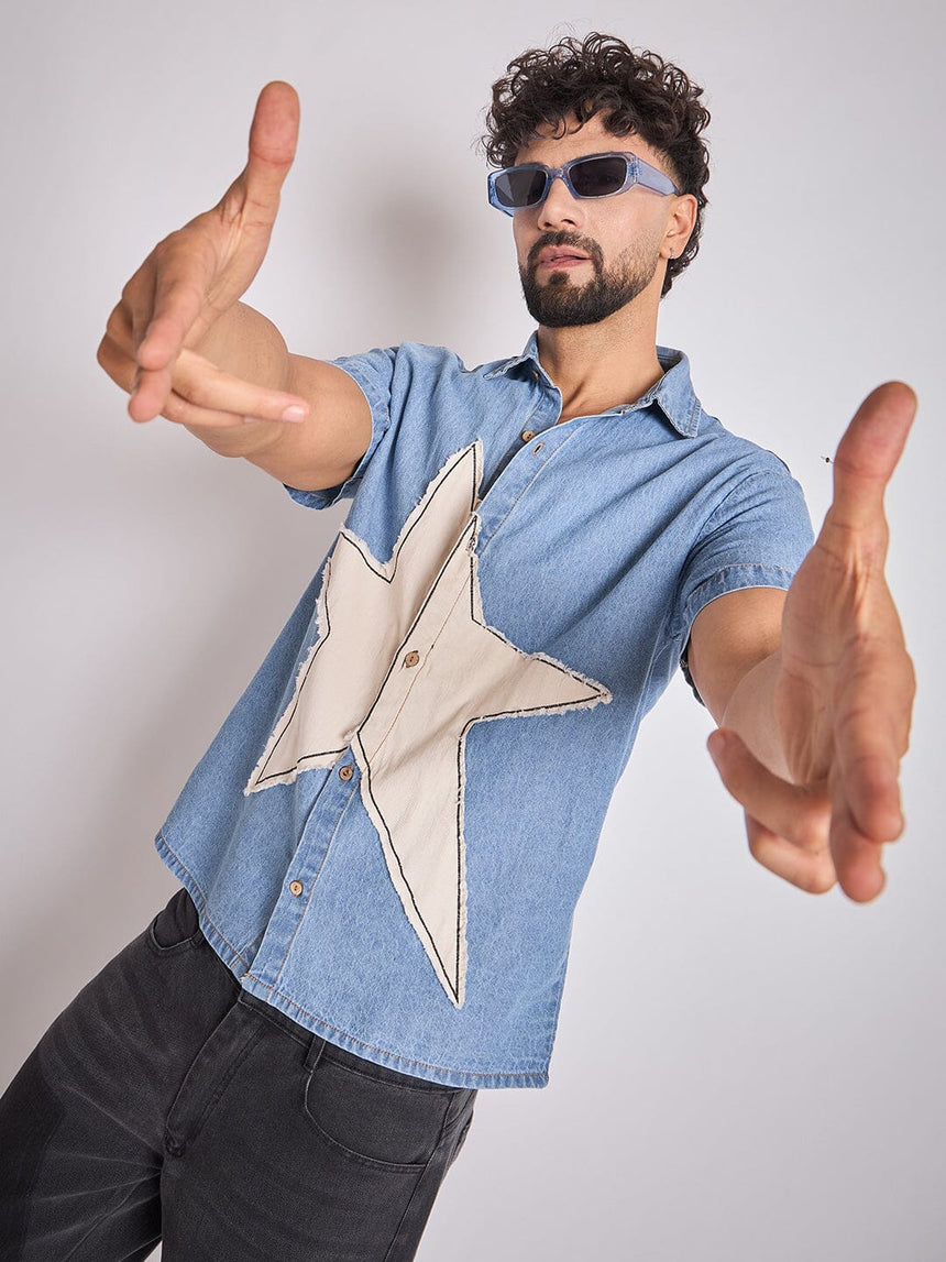 Denim Star Patch Shirt Shirts Fugazee