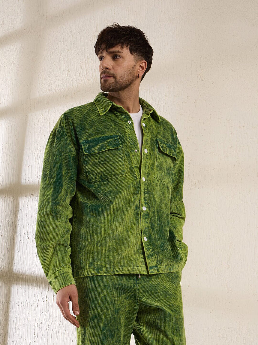 Neon Dyed Washed Cord Shacket Shackets Fugazee