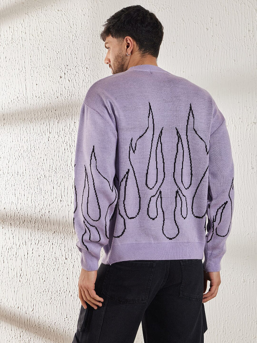 Plum Flames Oversized Sweater Sweaters Fugazee