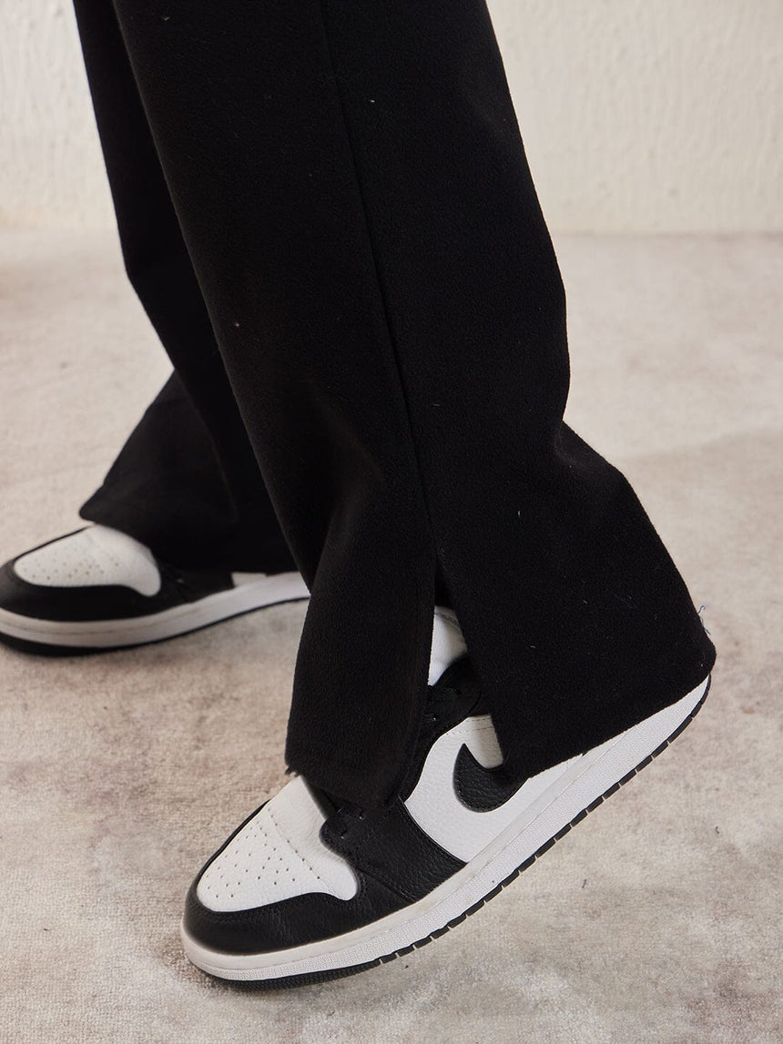 Black Polar Fleece Shacket and Trackpants Clothing Set Clothing Set Fugazee