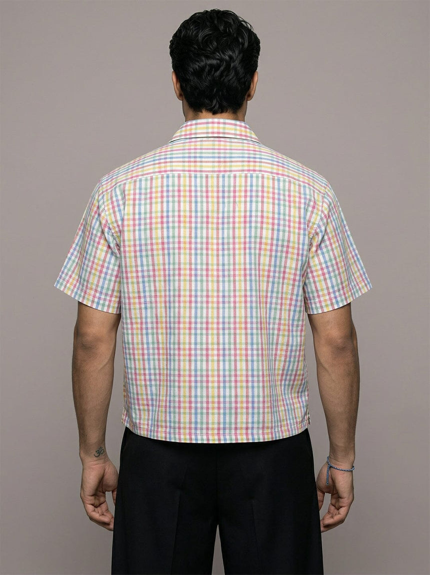 Technicolour Striped Seersucker Cropped Shirt Shirts Fugazee