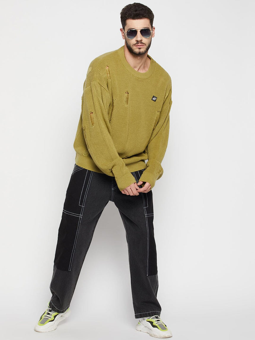 Grey Contrast Stitched Double Panel Jeans Jeans Fugazee