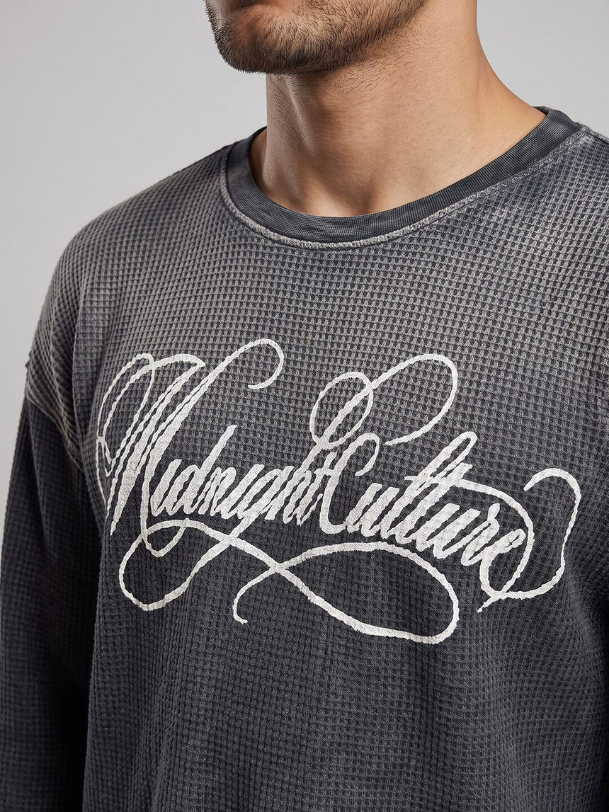 Midnight Washed Waffle Graphic Tshirt T-Shirts Fugazee