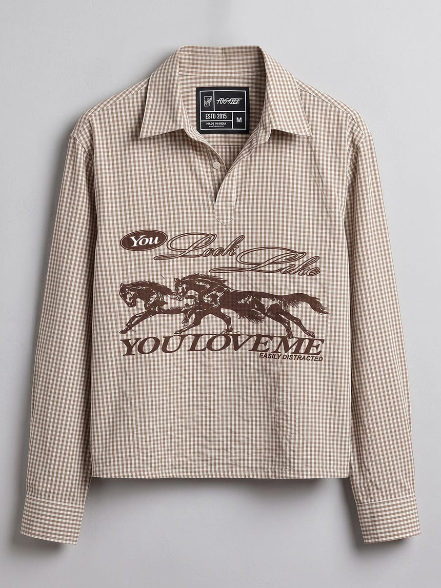 Mahagony Checkered Graphic Quarter Shirt Shirts Fugazee