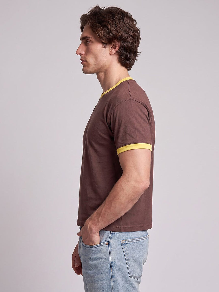 Brown Ringer Cropped Tshirt T-Shirts Fugazee