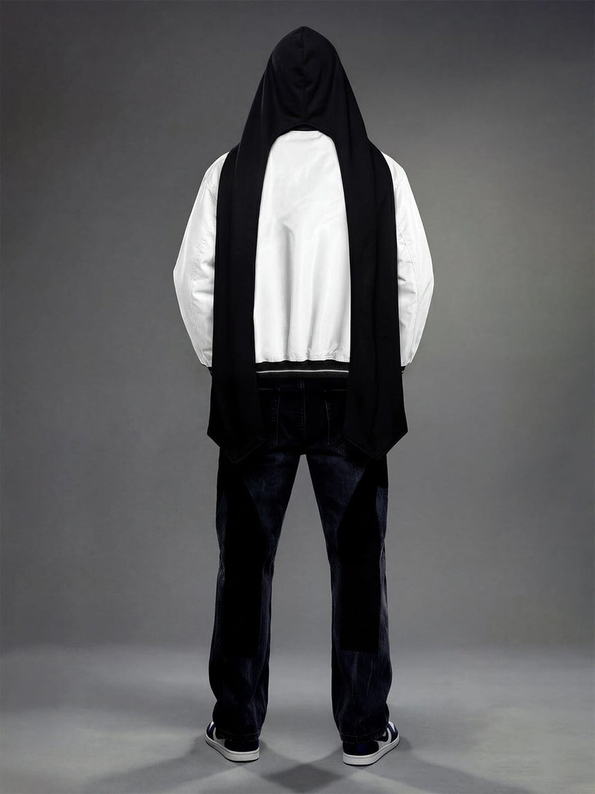 Black Fleece Hooded Scarf Scarf Fugazee