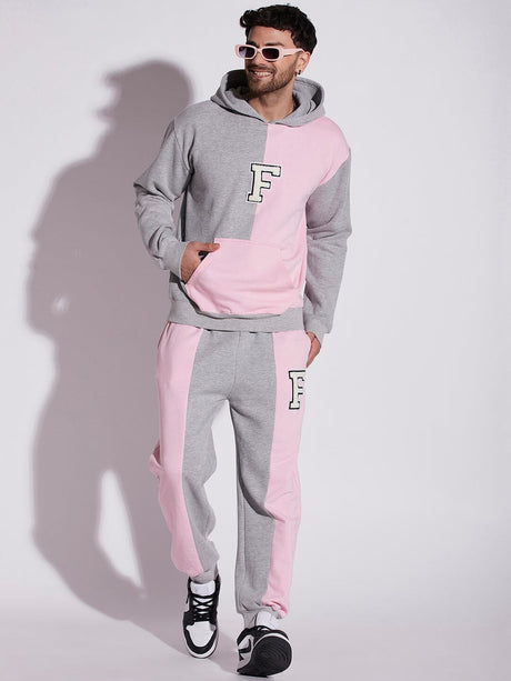 Pink And Grey Cut Sew Joggers Trackpants Fugazee 