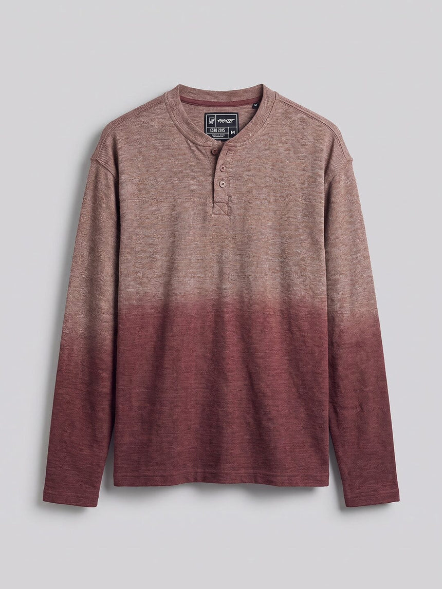 Brown Melange Ombré Relaxed Henley Tshirt T-Shirts Fugazee