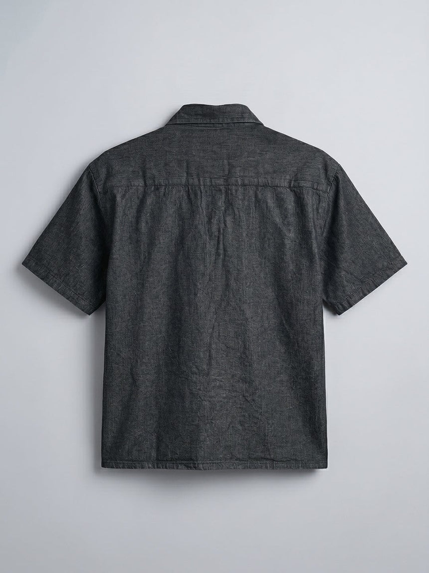 Black Fireman Clasp Boxy Denim Shirt Shirts Fugazee