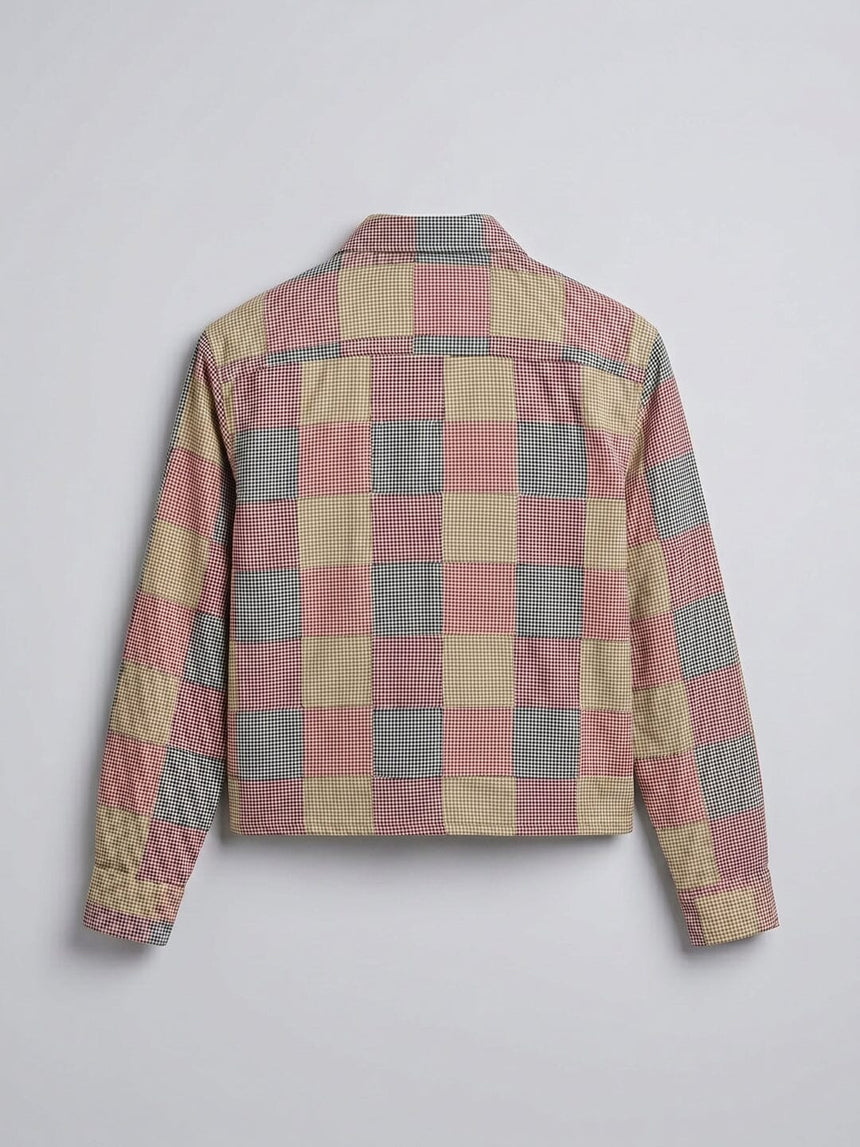 Checkered Patchwork Cropped Shirt Shirts Fugazee