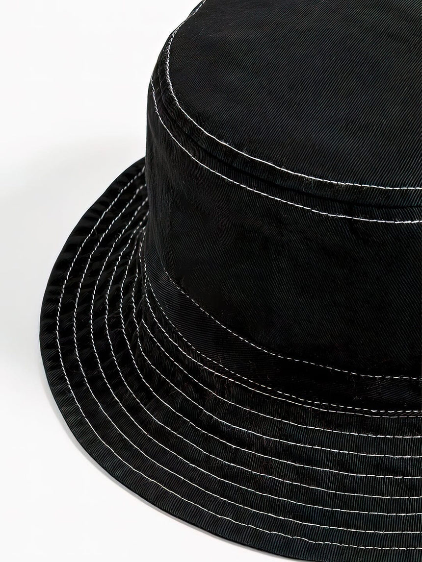 Black Contrast Stitch Bucket Hat Hats FUGAZEE