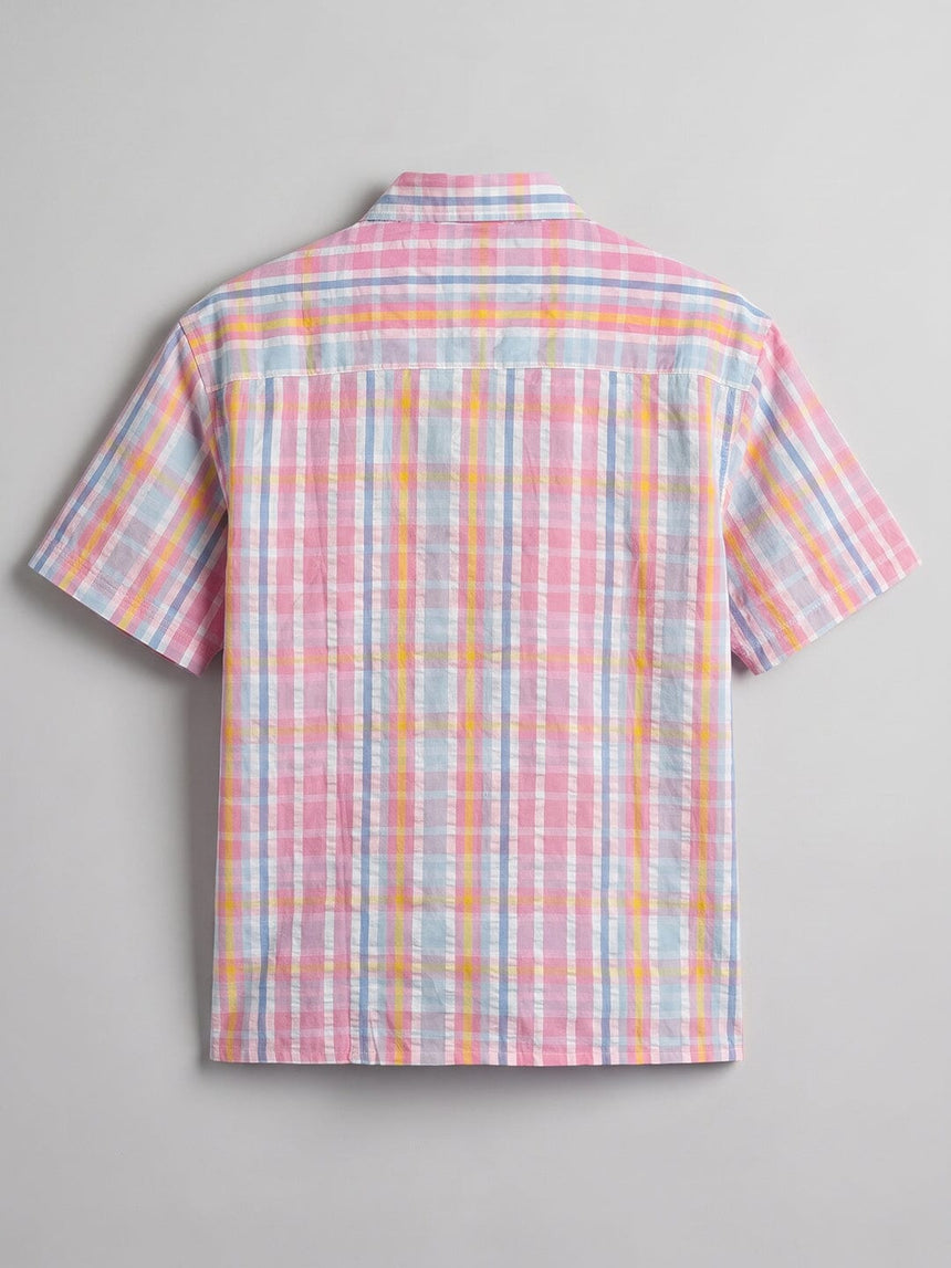 Confetti Checkered Seersucker Cropped Shirt Shirts Fugazee