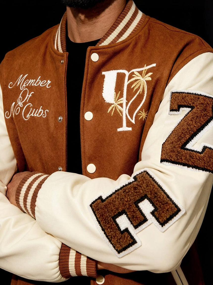 Brown Woollen Letterman Varsity Jacket Jackets Fugazee