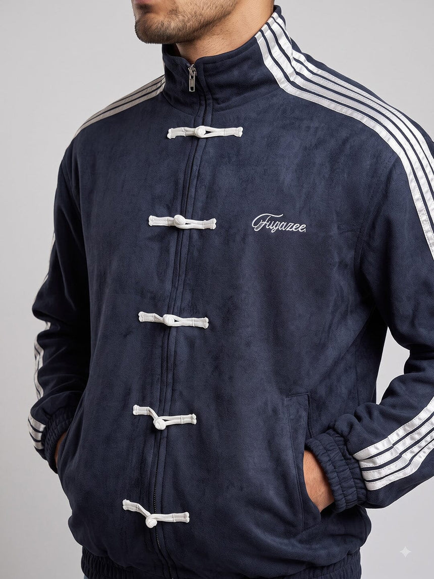 Navy CNY Suede Jacket Jackets Fugazee