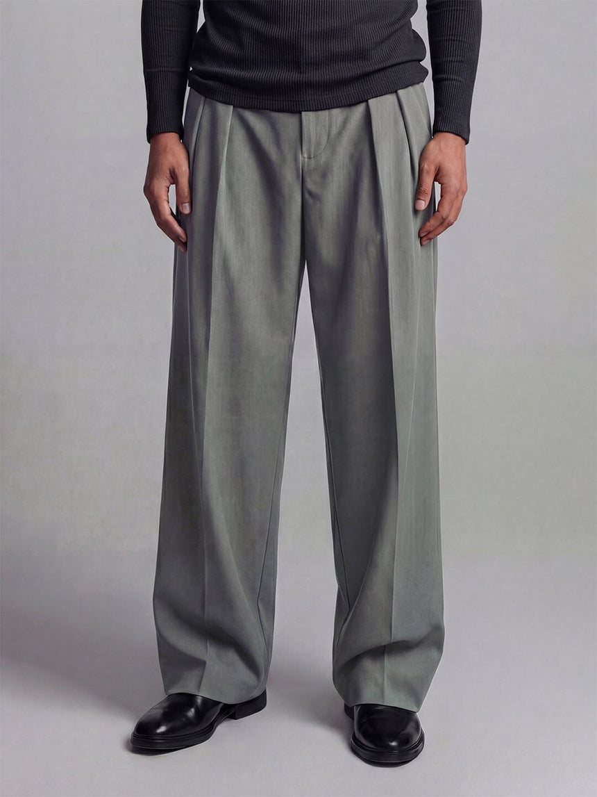 Grey Inverted Waist Tailored Trousers Trousers Fugazee