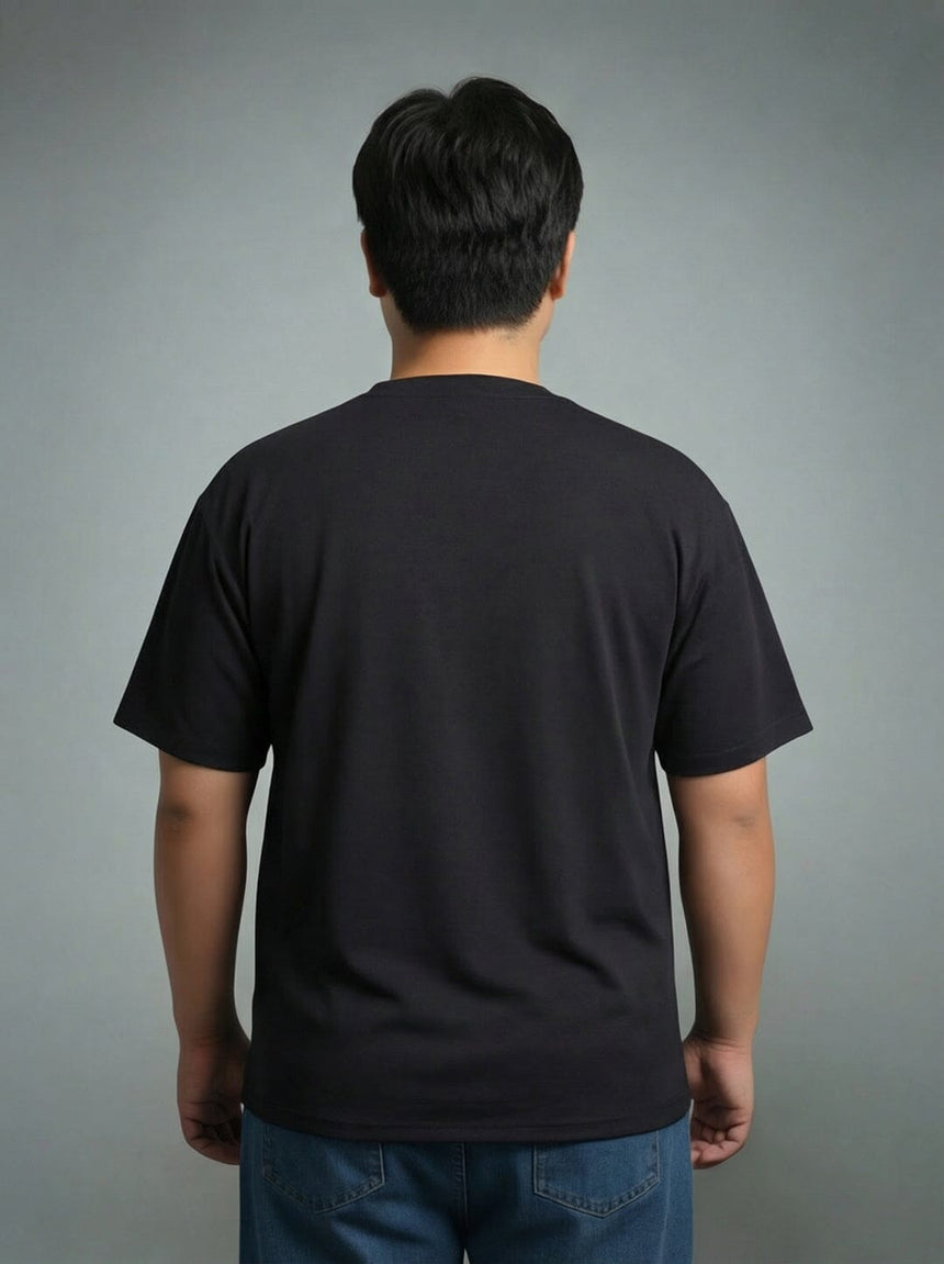 Black Faux Flat Look Cut and Sew Tshirt T-Shirts Fugazee