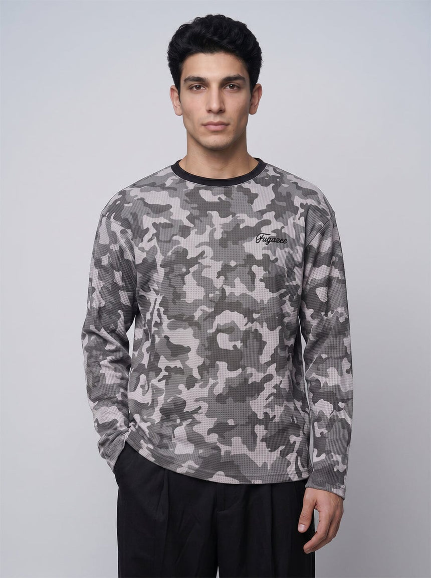 Grey Camo Waffle Longsleeve Tshirt T-Shirts Fugazee