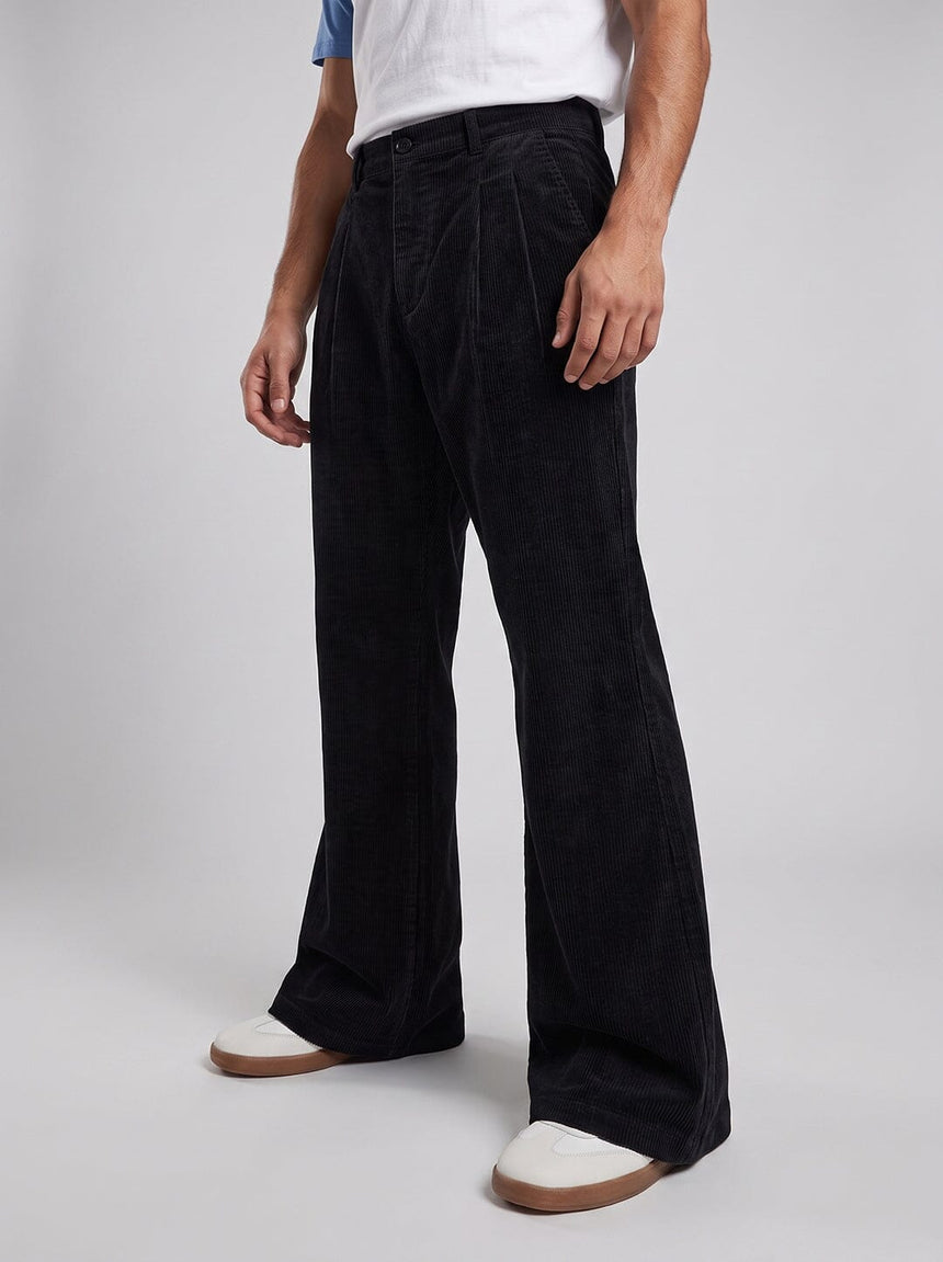 Black Corduroy High Waisted Flared Trousers Trousers Fugazee