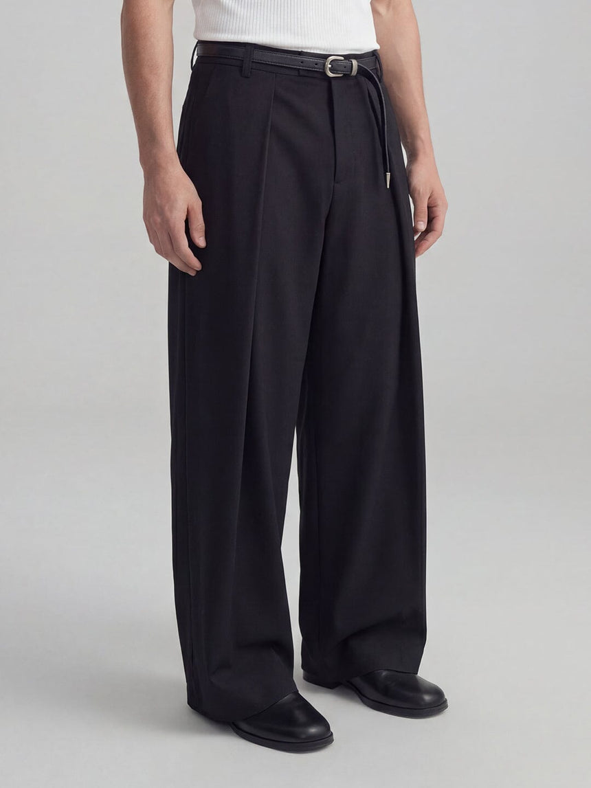 Black Pleated Tailored Trousers Trousers Fugazee