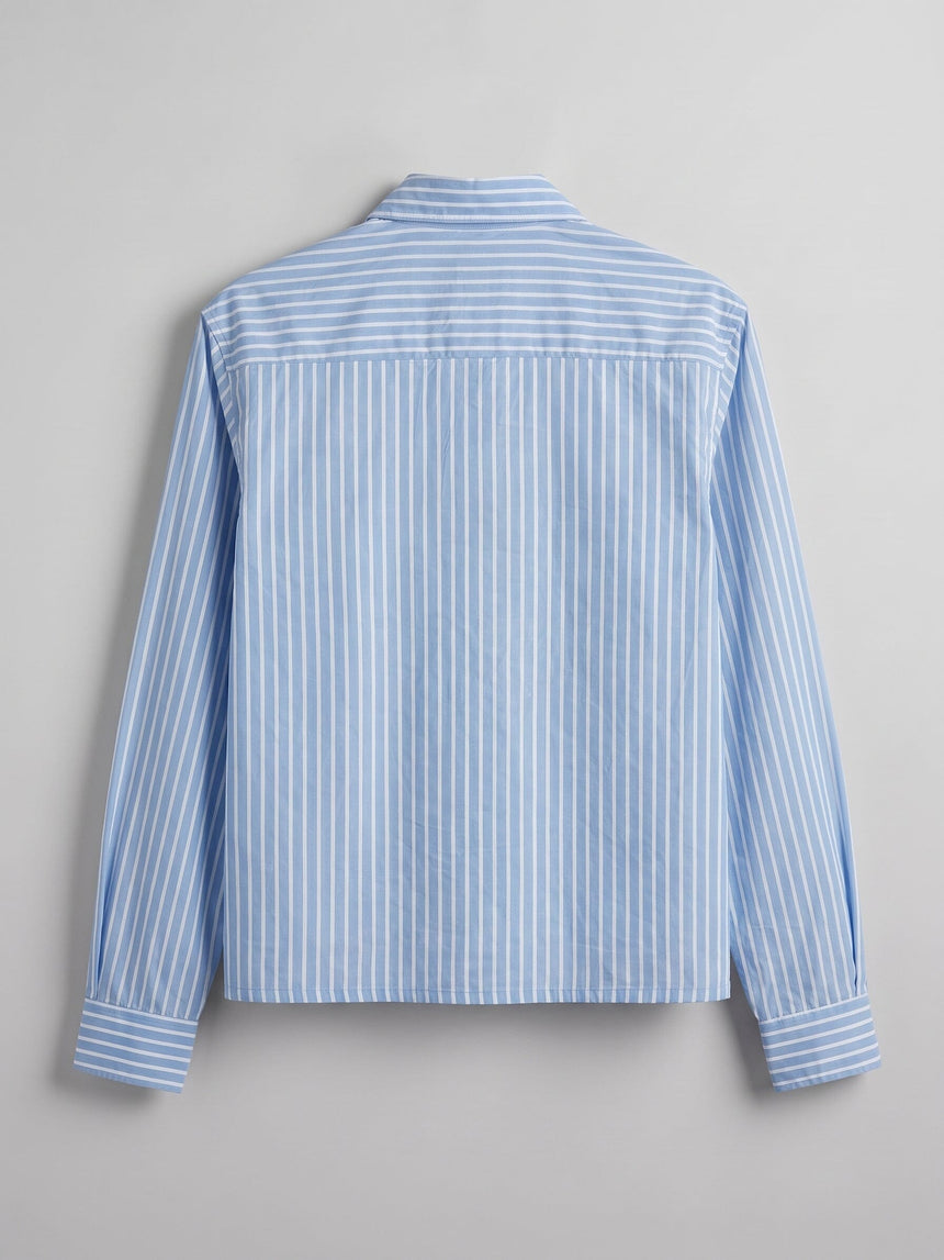 Chambray Blue Lions Graphic Cropped Shirt Shirts Fugazee