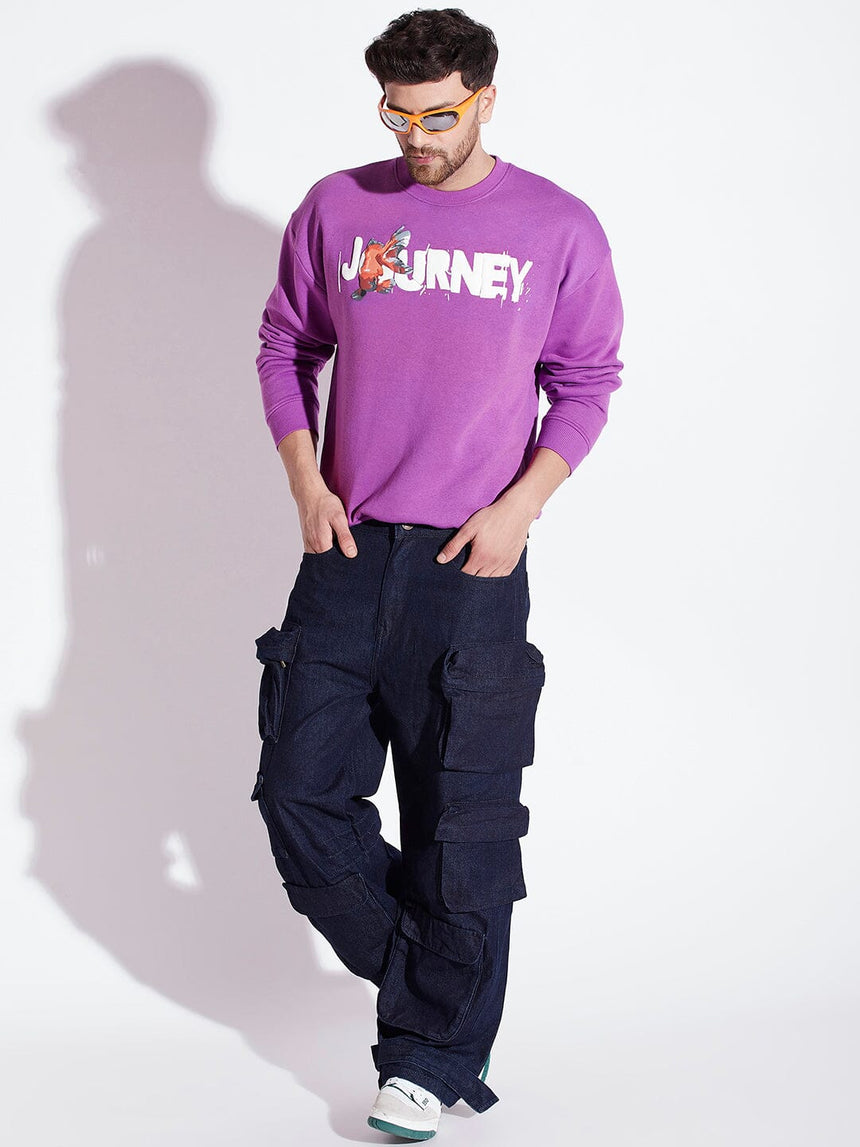 Purple Gold Fish Oversized Sweatshirt Sweatshirts Fugazee