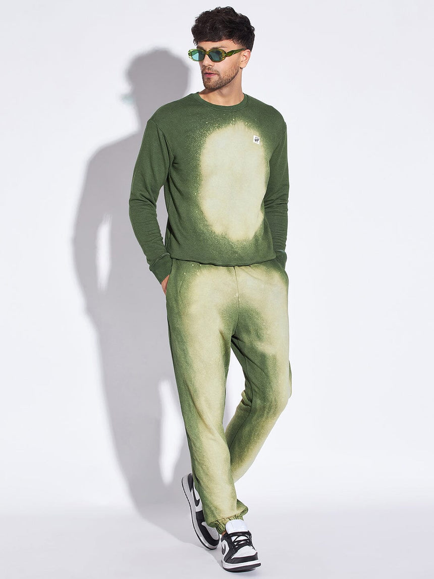 Olive Bleach Dyed Oversized Sweatshirt Sweatshirts Fugazee