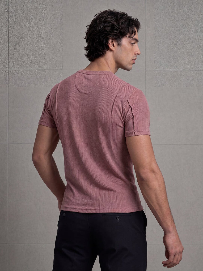 Dusty Cedar Ribbed Cut Sew Muscle Tshirt T-Shirts Fugazee