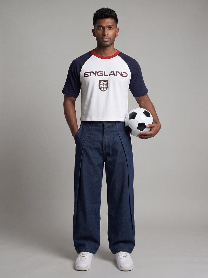 England Retro Football Cropped Tshirt T-Shirts Fugazee