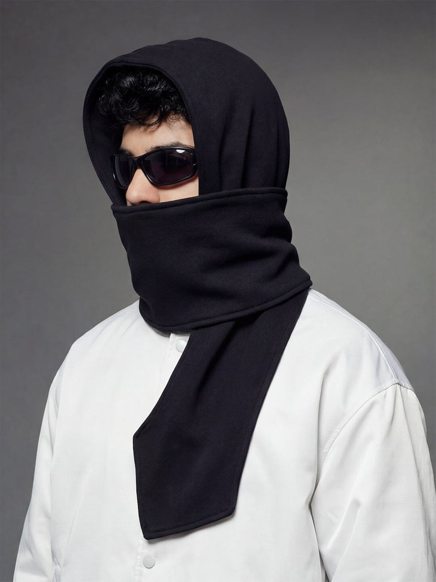 Black Fleece Hooded Scarf Scarf Fugazee