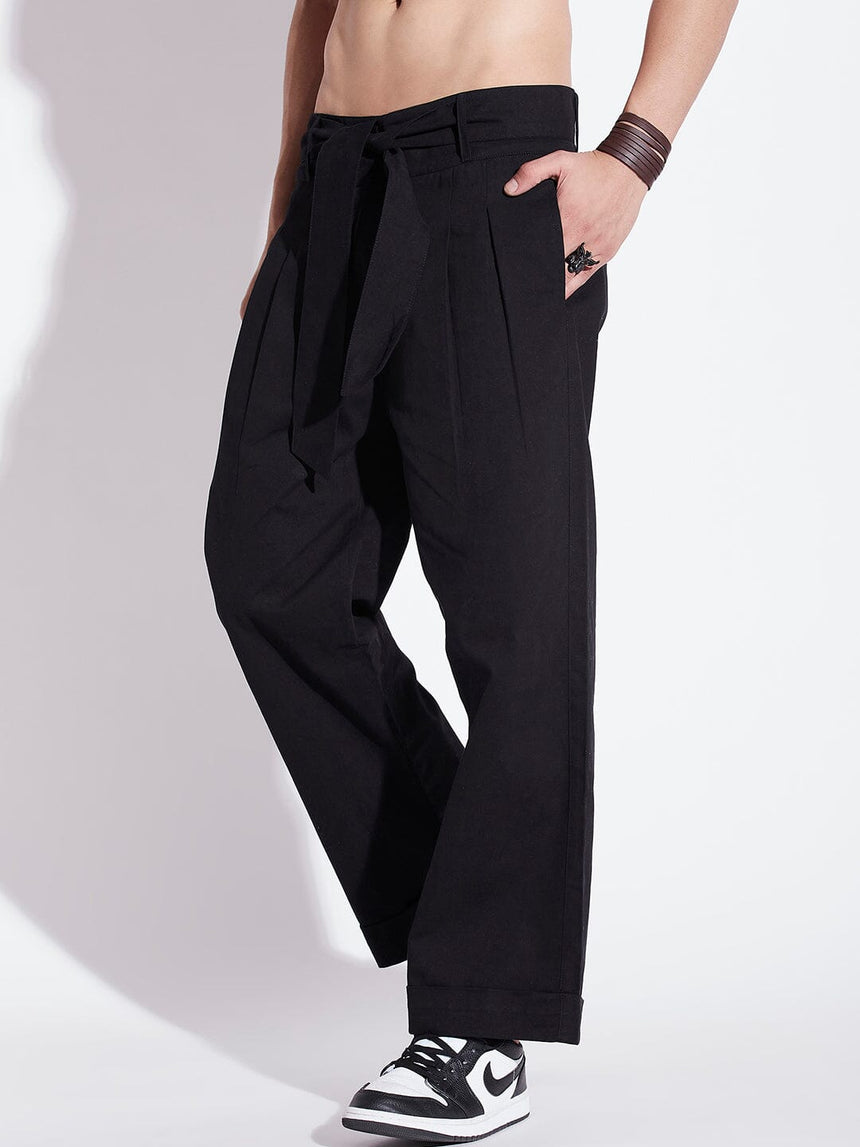 Black Twill Korean Baggy Pants Trousers Fugazee