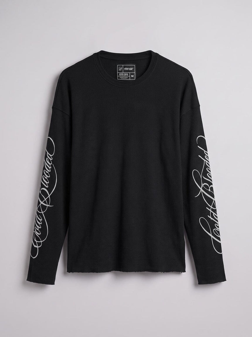Black Cold Blooded Cropped Waffle Tshirt T-Shirts Fugazee