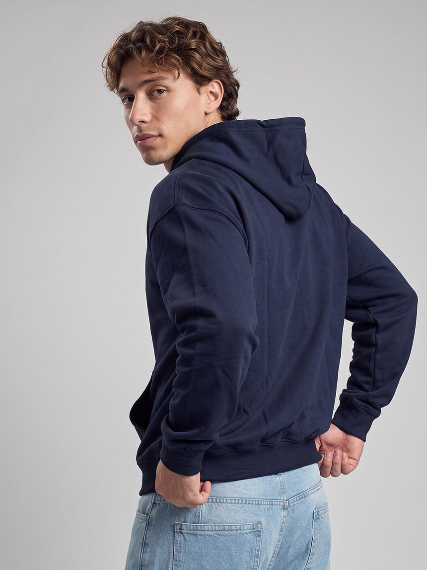 Navy Embroidered Oversized Hoodie Sweatshirts Fugazee