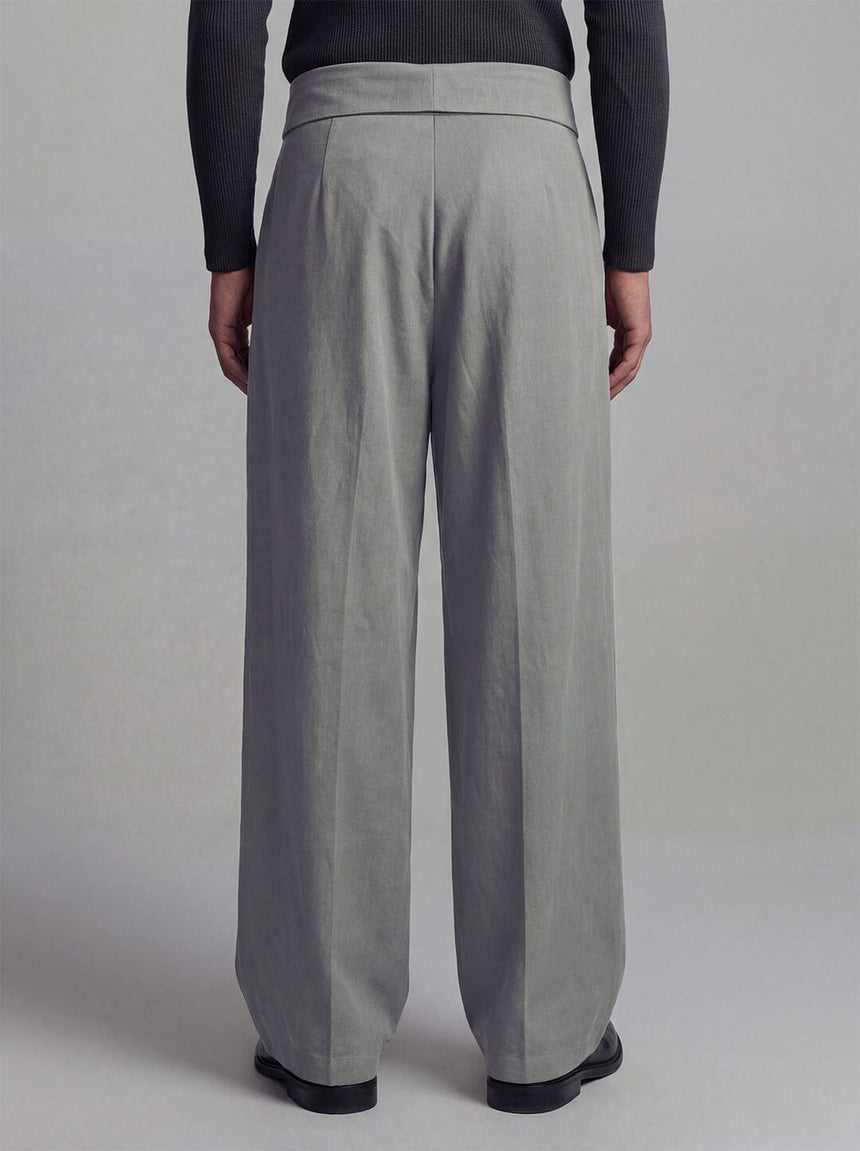 Grey Inverted Waist Tailored Trousers Trousers Fugazee