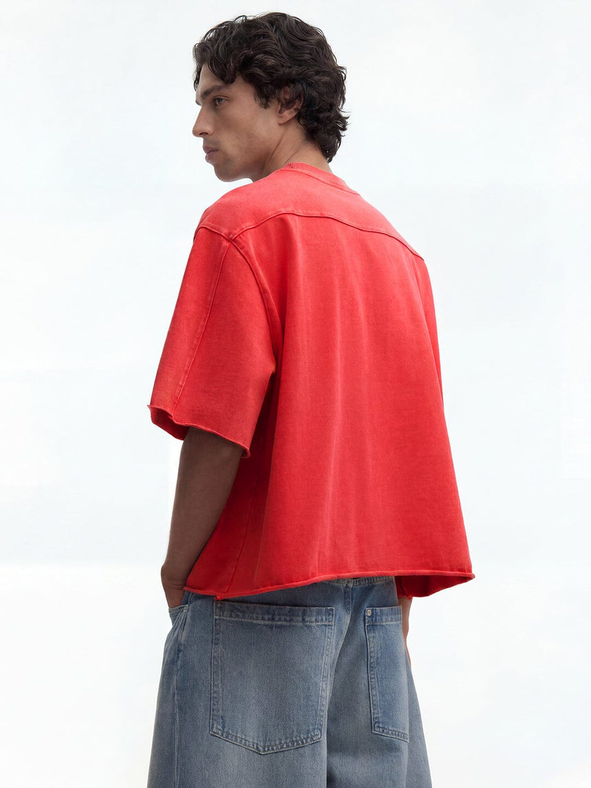 Hibiscus Red Washed Boxy Oversized Tshirt T-Shirts Fugazee