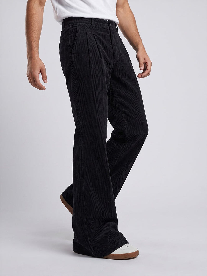 Black Corduroy High Waisted Flared Trousers Trousers Fugazee
