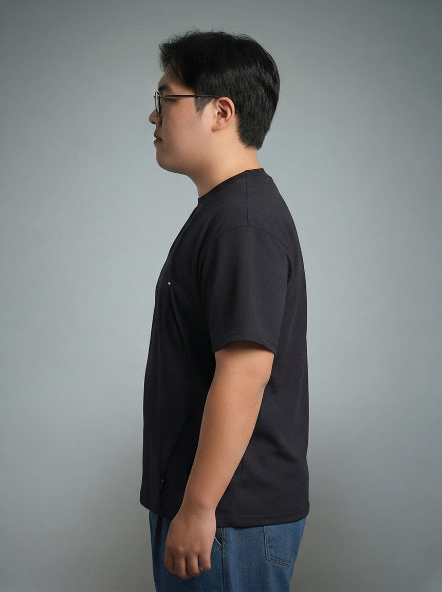 Black Faux Flat Look Cut and Sew Tshirt T-Shirts Fugazee