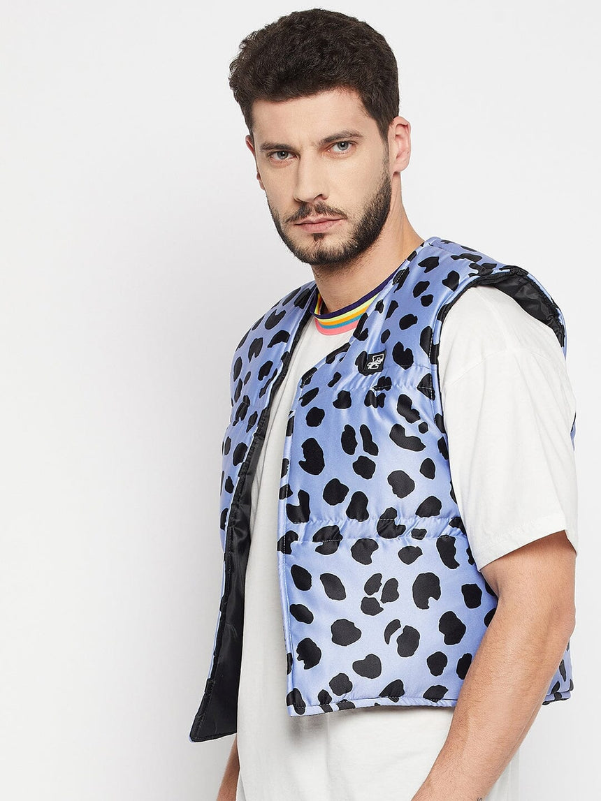 Blue Leopard Quilted Gillet Jackets Fugazee