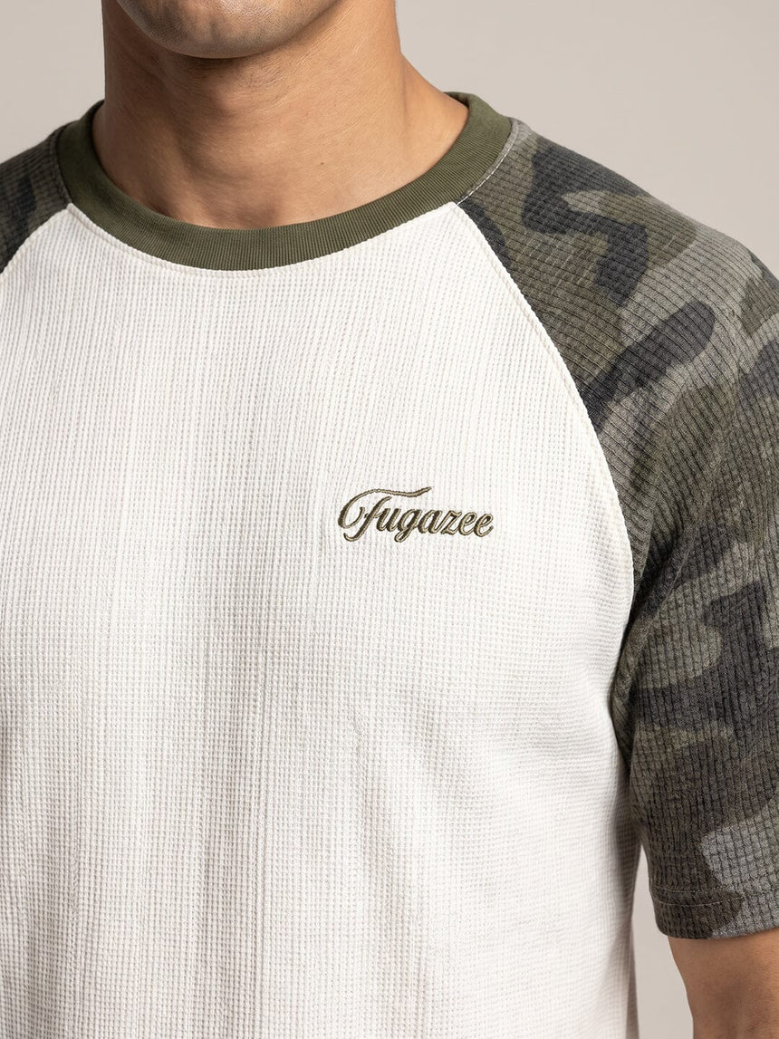 White And Camo Raglan Short Sleeve Tshirt T-Shirts Fugazee
