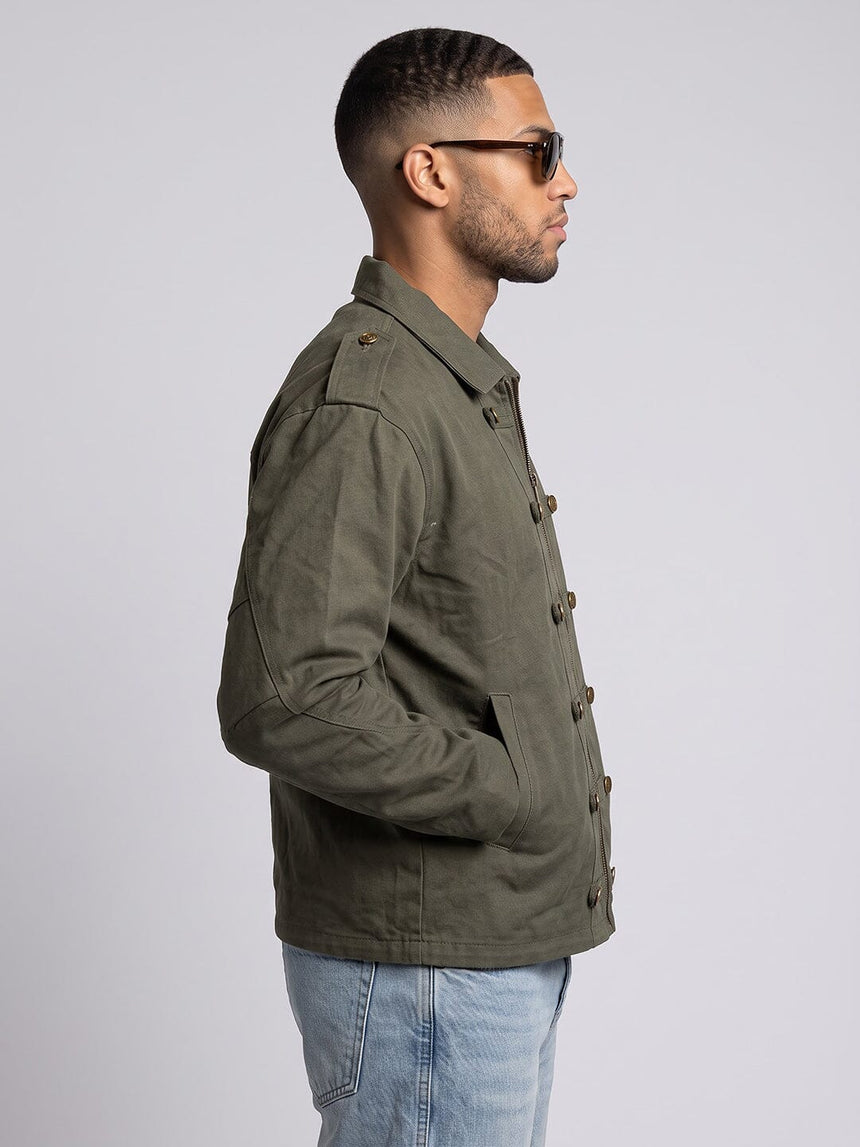Olive Twill Heavyweight Harrington Cropped Jacket Jackets Fugazee