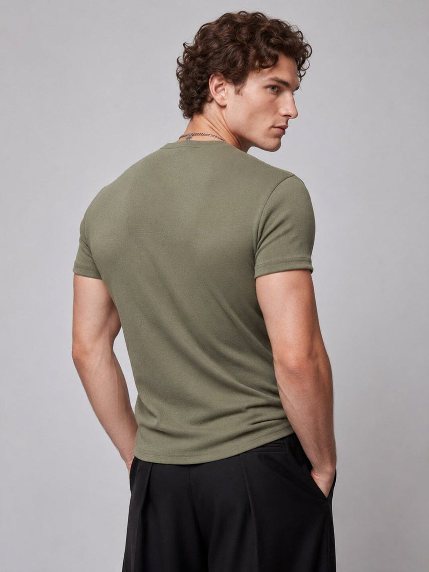 Iguana Green Notch Neck Tshirt T-Shirts Fugazee