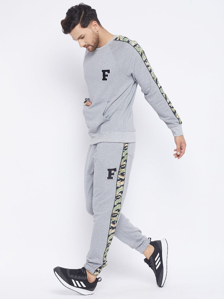 Grey Oversized Camo Taped Sweatshirt Sweatshirts Fugazee