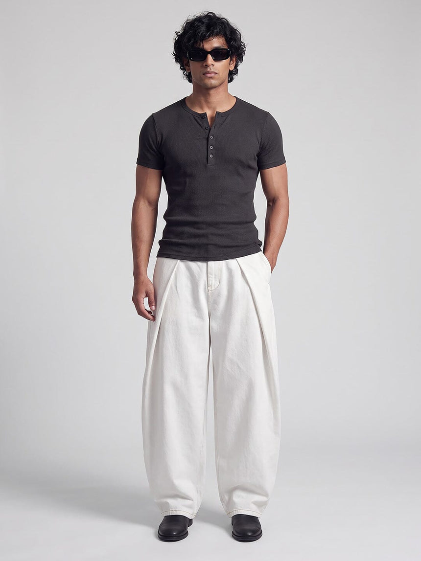 White washed Pleated Denim Jeans Fugazee
