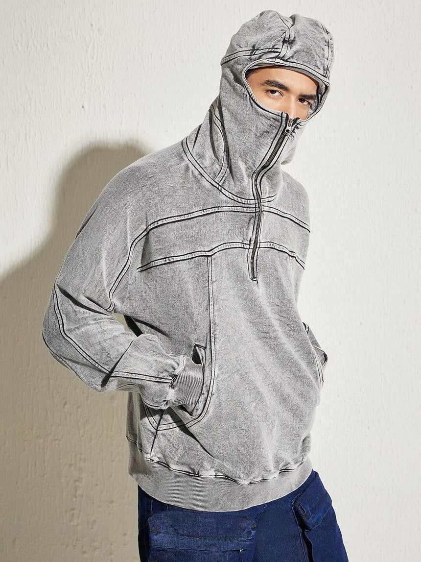 Acid Washed Baggy Smugglers Hooded Sweatshirt Sweatshirts Fugazee