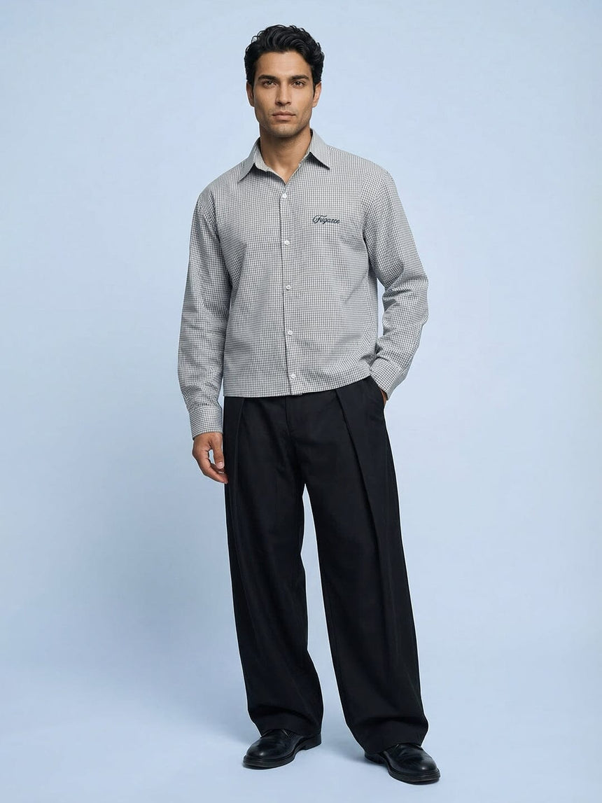 Blue Gingham Cropped Shirt Shirts Fugazee