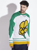 Green Flower Graphic Sweater Sweaters Fugazee 